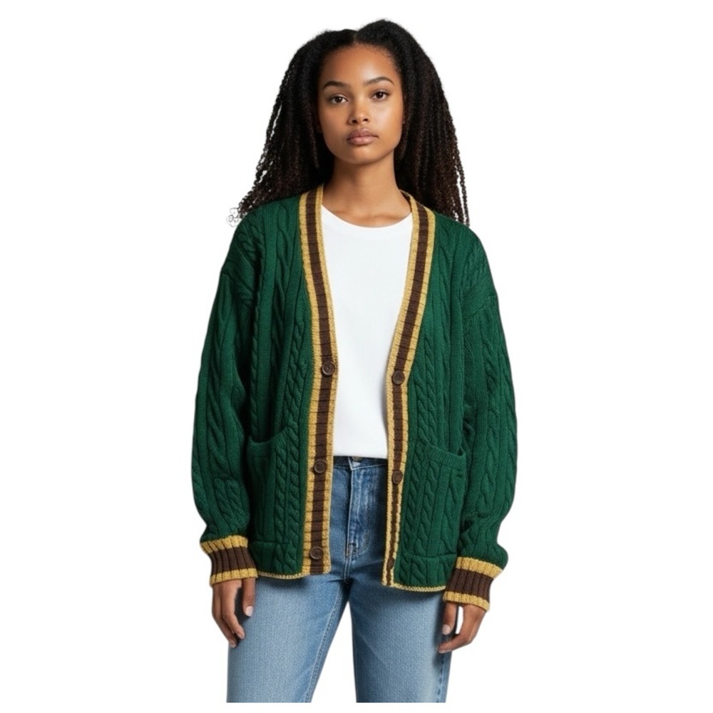Zara fisherman knit academia whimsy goth grandma core cardigan sweater